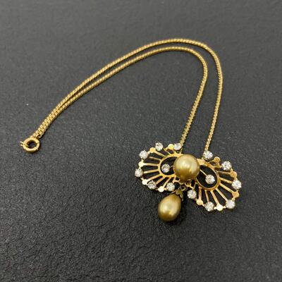 VINTAGE VAN DELL 1/20 22K GOLD FILLED BROOCH NECKLACE