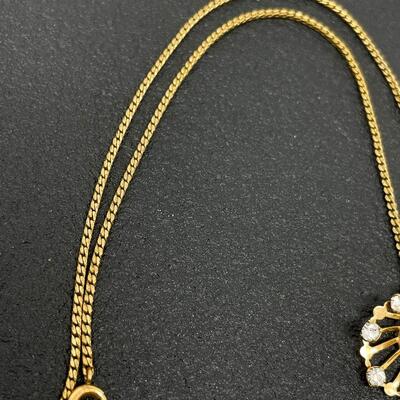 VINTAGE VAN DELL 1/20 22K GOLD FILLED BROOCH NECKLACE
