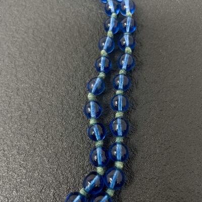 VINTAGE BLUE BEADED NECKLACE - EXTRA LONG