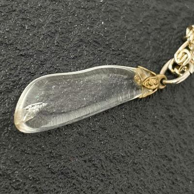 SILVER TONED CHAIN NECKLACE W/ CLEAR PENDANT