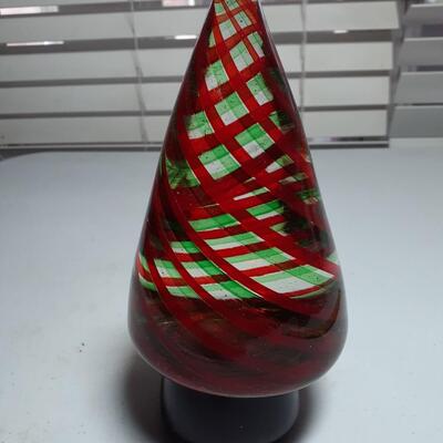 8in tall colored glass Cristmas tree