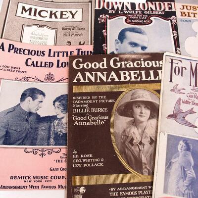 11 Antique Sheet Music From 1919 - 1929