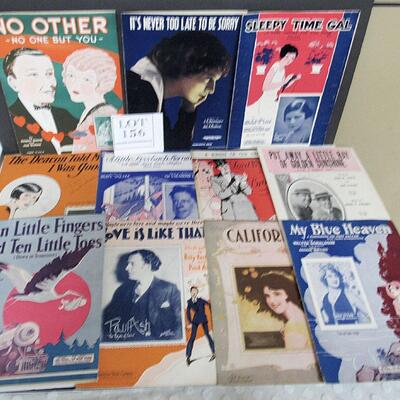 Antique Sheet Music, 11 Pieces, 1918 - 1929