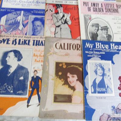 Antique Sheet Music, 11 Pieces, 1918 - 1929