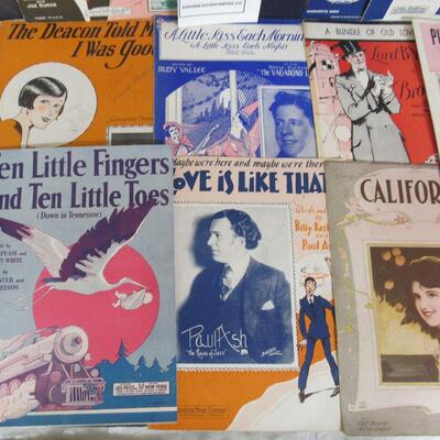 Antique Sheet Music, 11 Pieces, 1918 - 1929