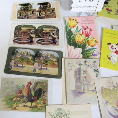 Nice Lot of Antique and Vintage Stereo View Cards, Postcards, Unused Greeting Cards