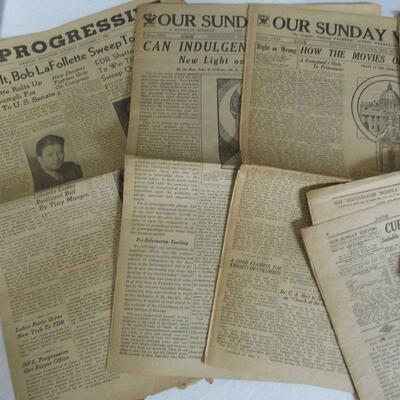 Old Newspapers: the Progressive, 11/9/40; Your Sunday Visitor, 1930s