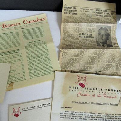 Lot of Vintage Miles Kimball Co, Oshkosh, WI Paper Memorabilia, Newsletters, Clippings, Photo, More