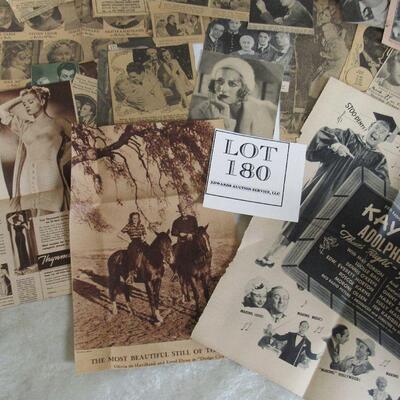 Large Lot of Paper Clippings, Movie Stars, Jean Harlow Death, Oshkosh, WI Paper Clippings