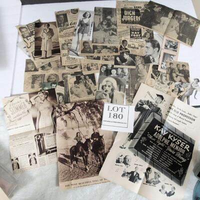 Large Lot of Paper Clippings, Movie Stars, Jean Harlow Death, Oshkosh, WI Paper Clippings