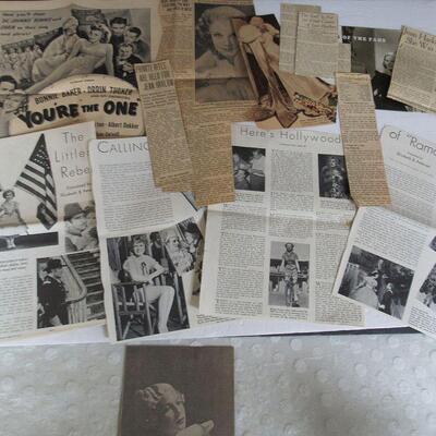 Large Lot of Paper Clippings, Movie Stars, Jean Harlow Death, Oshkosh, WI Paper Clippings