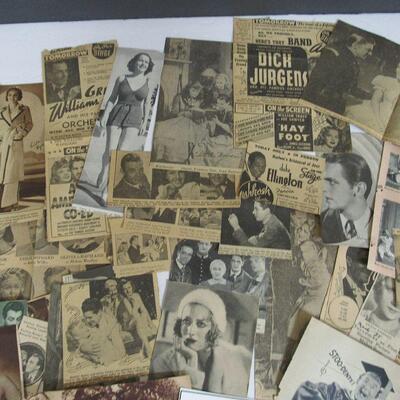 Large Lot of Paper Clippings, Movie Stars, Jean Harlow Death, Oshkosh, WI Paper Clippings