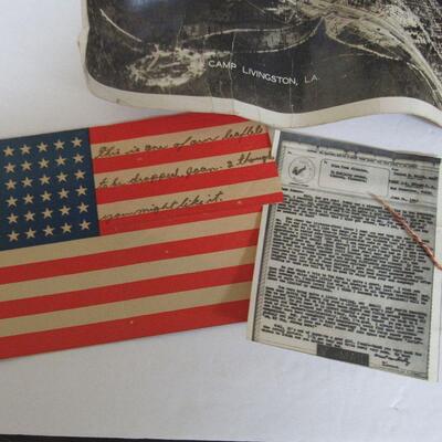 Lot of Misc Vintage Military Ephemera, Memorabilia, Camp Livingston, Navy Thanksgiving Menu, More