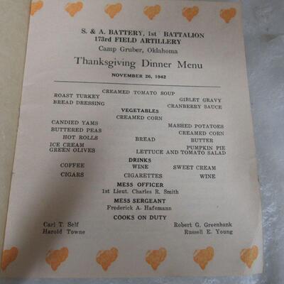 Lot of Misc Vintage Military Ephemera, Memorabilia, Camp Livingston, Navy Thanksgiving Menu, More
