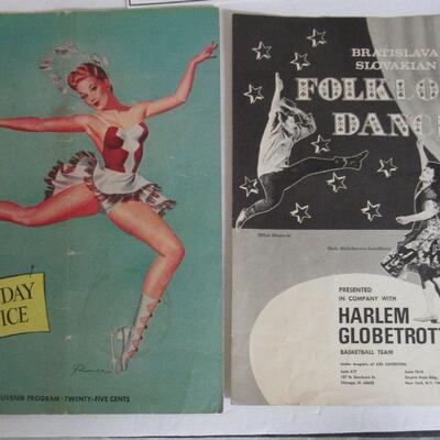 3 Show Programs: Autographed Pee Wee King and Others, Holiday on Ice and Folklore Dancers and Globetrotters