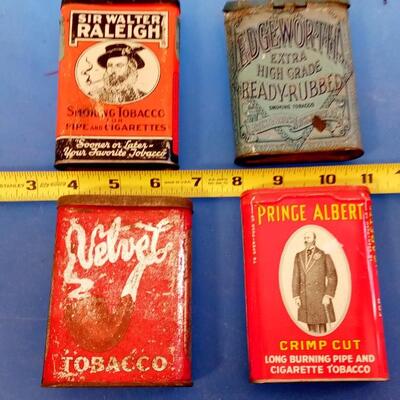 LOT 182   FOUR OLD TOBACCO TINS