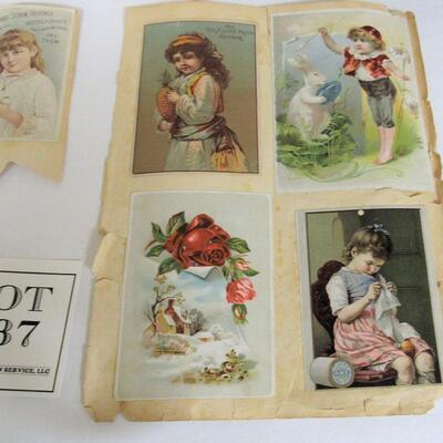 Lot of Antique Scraps and Advertising Cards, Scrap Book Pages