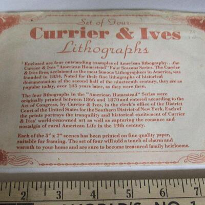Vintage Currier and Ives Small Ready To Frame Lithograph Prints, 5" x 7"