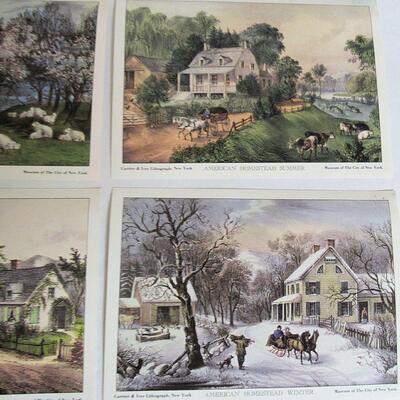 Vintage Currier and Ives Small Ready To Frame Lithograph Prints, 5" x 7"
