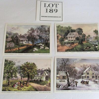Vintage Currier and Ives Small Ready To Frame Lithograph Prints, 5" x 7"
