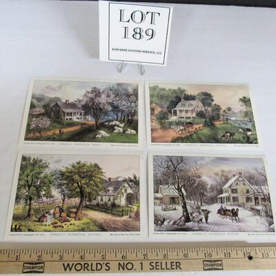 Vintage Currier and Ives Small Ready To Frame Lithograph Prints, 5" x 7"