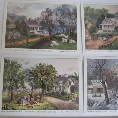 Vintage Currier and Ives Small Ready To Frame Lithograph Prints, 5" x 7"