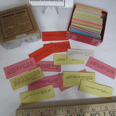 Vintage Small Rainbow Verses in Box (Scriptures on Cards) and  2/8/89 Missalette