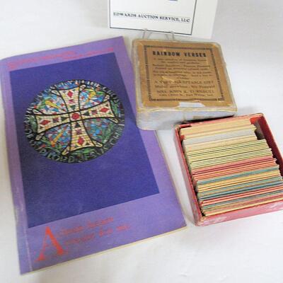 Vintage Small Rainbow Verses in Box (Scriptures on Cards) and  2/8/89 Missalette
