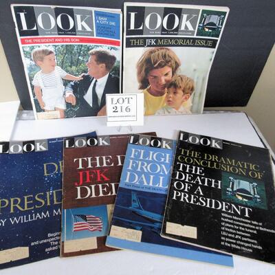 6 Vintage Look Magazines, All Relating to President Kennedy, 12/3/63, 11/17/64, and 1967