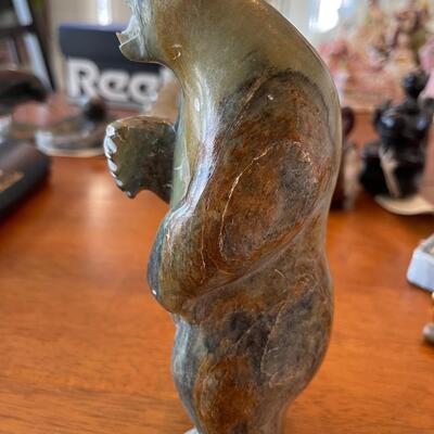 Inuit Grizzly stone carving by T. Ekak Alaska 1971