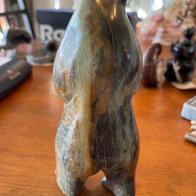 Inuit Grizzly stone carving by T. Ekak Alaska 1971