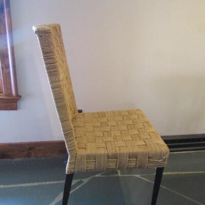 Metal Framed Chairs with Natural Fiber Woven Seat and Back- Set of 4