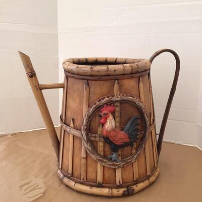 1012 French Country Bamboo Watering Can- Decor Only