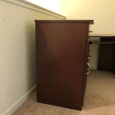 Bush Furniture Brown Corner Desk with Storage and Grey Rolling Office Chair (UO-JF)