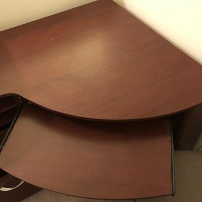 Bush Furniture Brown Corner Desk with Storage and Grey Rolling Office Chair (UO-JF)