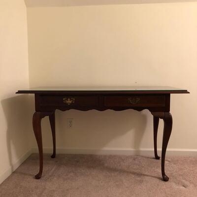 Wood Entryway Table with Removable Glass Top, Gold-tone Handles & Dove-tailed Drawers (UO-JF)
