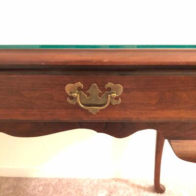 Wood Entryway Table with Removable Glass Top, Gold-tone Handles & Dove-tailed Drawers (UO-JF)