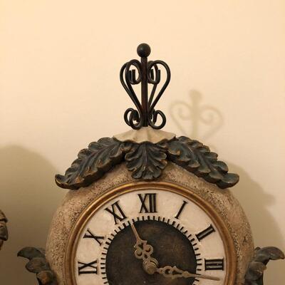 Cream & Gold Decorative Clock and Bowl with 4 Ornamental Balls (UO-JF)