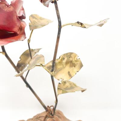 BRASS & MANZANITA WOOD ROSE SCULPTURE - BY â€œTHE METAL MANâ€ TUCSON AZ