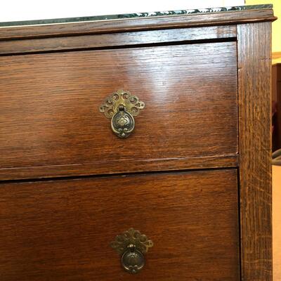 Antique 3 Drawer Wooden Dresser with Glass Top (UR-JF)