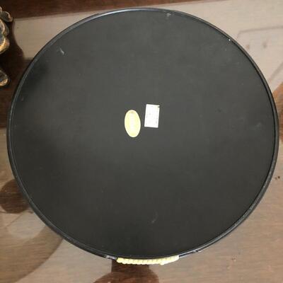 Metal Pagoda Candle Holder, Japanese Lacquer Ware Tray, and Vase with Asian Letters (UR-JF)