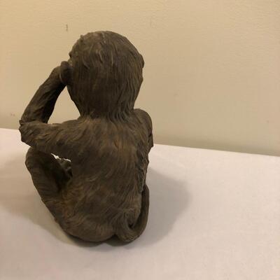 Monkeys on Palm Tree Metal Copper Colored Table Lamp and Monkey Sculpture (UR-JF)