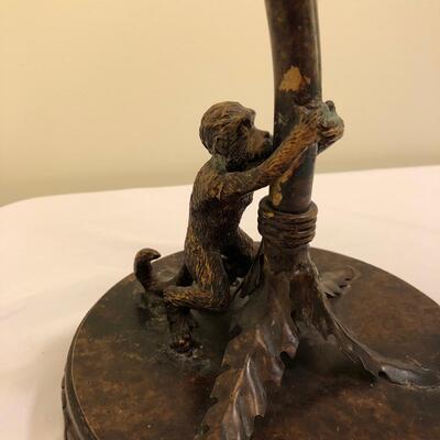 Monkeys on Palm Tree Metal Copper Colored Table Lamp and Monkey Sculpture (UR-JF)