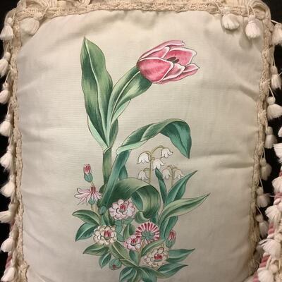 Lot 960. Pair of Hand Painted Down Silk Pillows