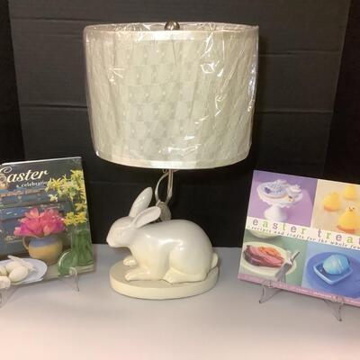 Lot 969. Ceramic Bunny Lamp & Cook Books