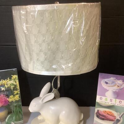 Lot 969. Ceramic Bunny Lamp & Cook Books