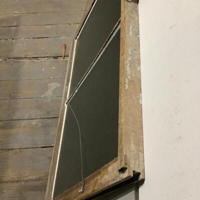 Mirror-repurposed hanging mirror from double window pane, aged white