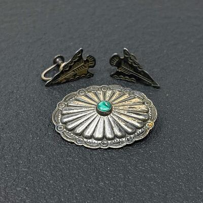 STERLING SILVER ARROW EARRING & BROOCH SET