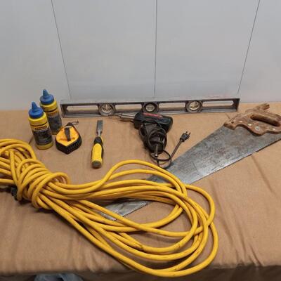 LOT 22  EXTENSION CORD AND HAND TOOLS