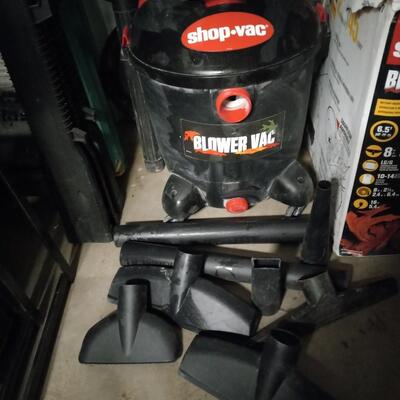 LOT 13  TWELVE GALLON SHOP VAC AND BLOWER WITH ATTACHMENTS